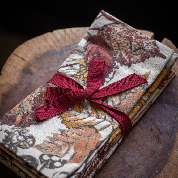Set 4 Cotton Napkins - Leaves - Home Works