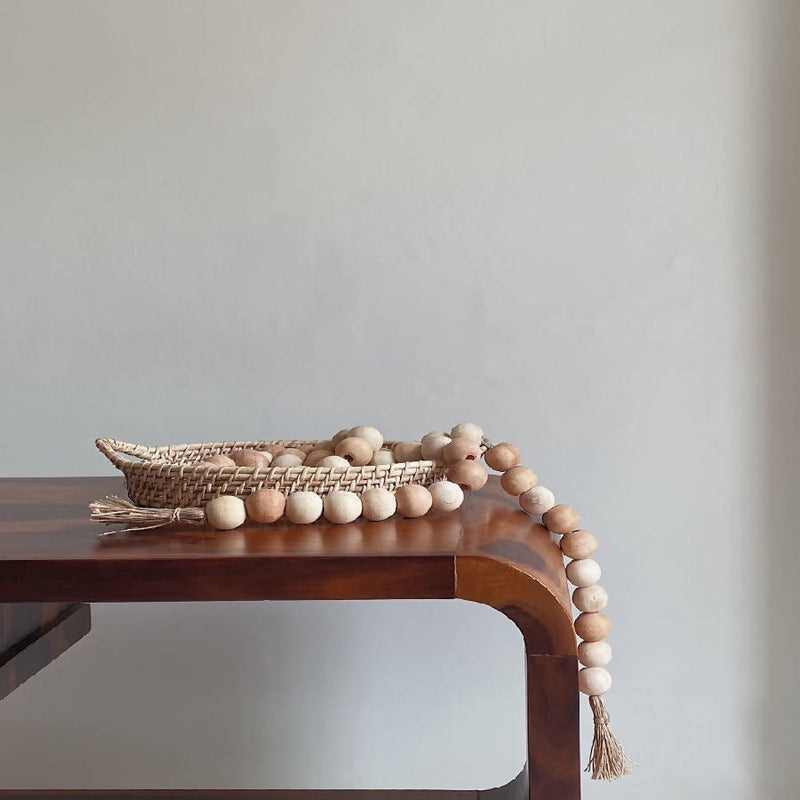 Farmhouse Wooden Beads With Jute Tassels - Home Works