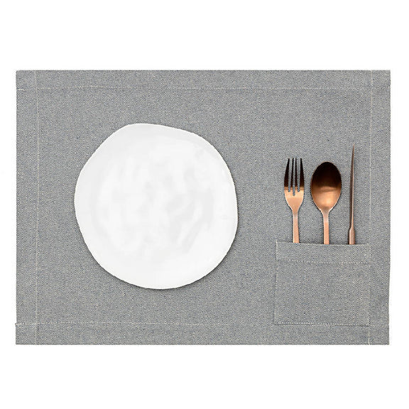 Placemats - Blue With Pocket / Set Of 4 - Home Works